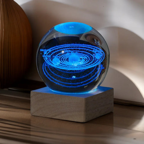 3D Crystal Lamp - Enchanted Universe | Moon and Milky Way in Cosmic Projection