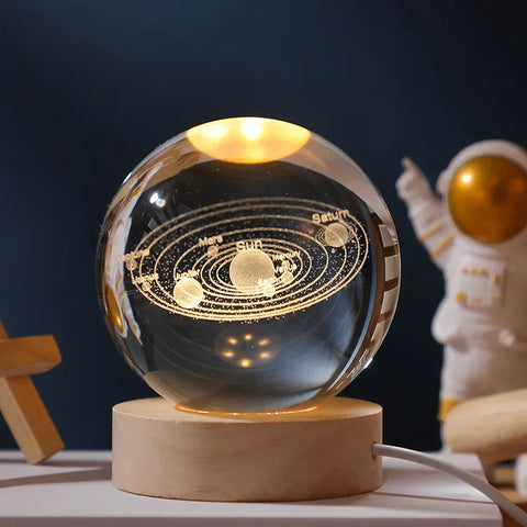 3D Crystal Lamp - Planets and Solar System | Cosmic Atmosphere for the Bedroom