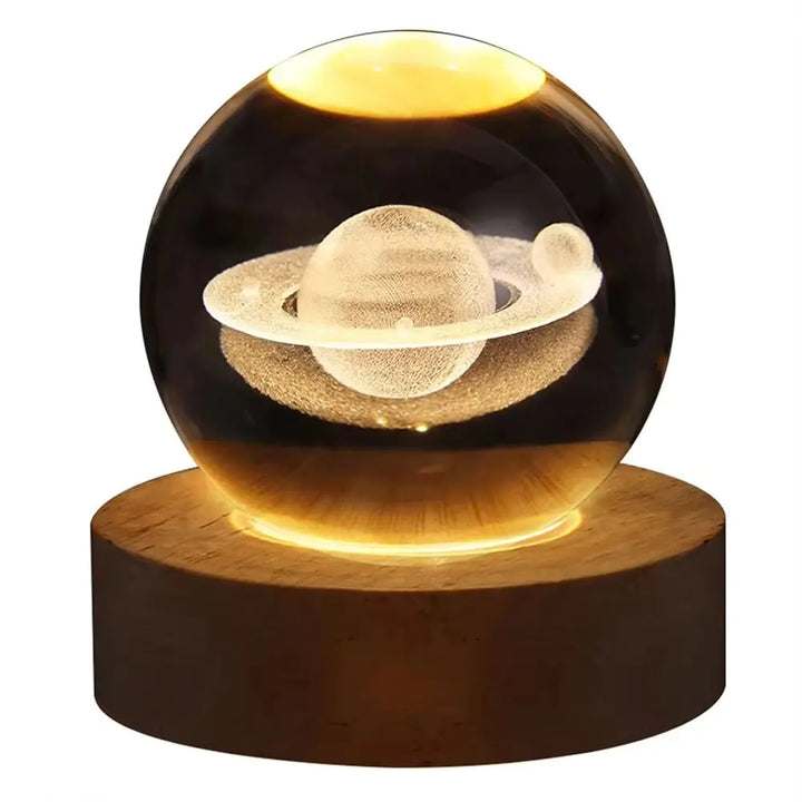 Luminária 3D de Cristal - Projeção Galáctica Hipnotizante | Atmosfera Cósmica e Relaxante