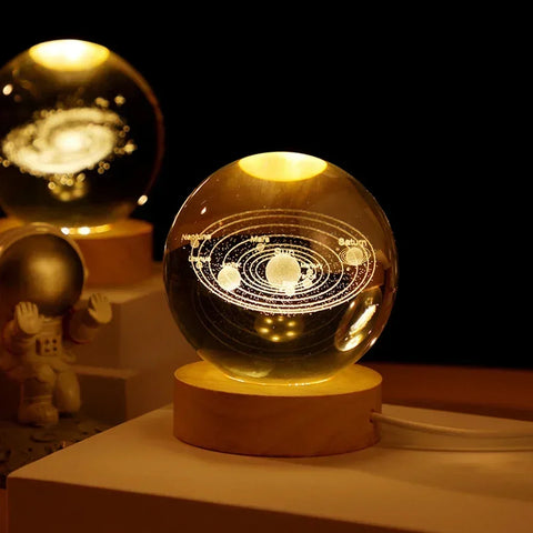 3D Astronomical Lamp - Crystal Sphere with Galaxy