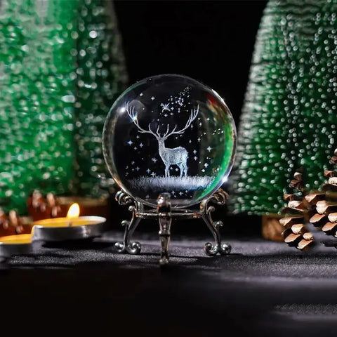Clear Crystal Sphere - Decorative Deer | Sophisticated and Charming Gift