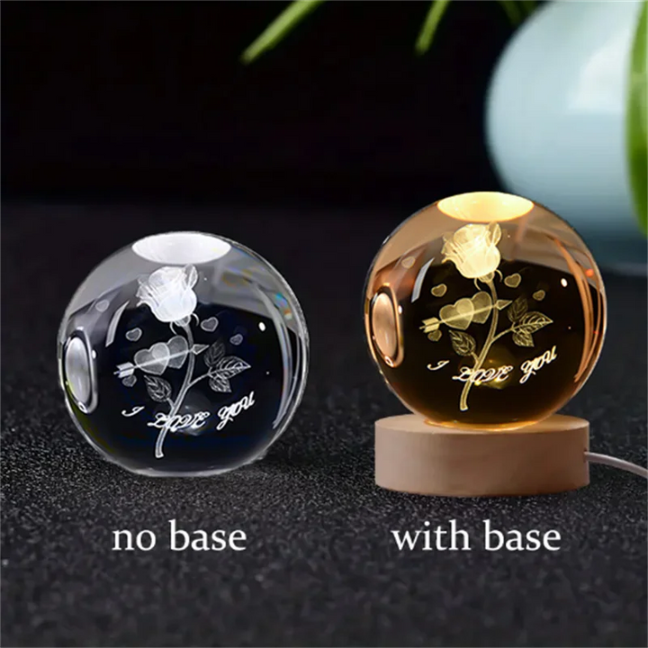 Globo de Cristal 3D - Sistema Solar Gravado a Laser | Presente Cósmico e Iluminação Decorativa