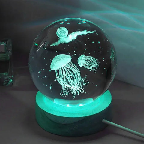 Esfera de Cristal 3D Água-viva LED
