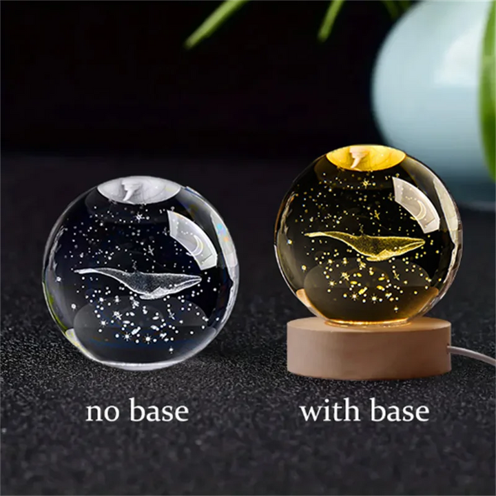Globo de Cristal 3D - Sistema Solar Gravado a Laser | Presente Cósmico e Iluminação Decorativa