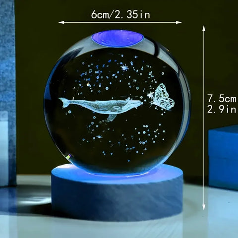 Esfera de Cristal 3D - Bailarina de Borboleta e Baleia Dançante