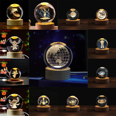 3D Esfera de Cristal Stitch Astronauta