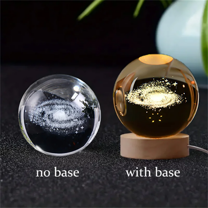 Globo de Cristal 3D - Sistema Solar Gravado a Laser | Presente Cósmico e Iluminação Decorativa