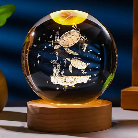 Esfera de Cristal 3D com Tartaruga – Presente Perfeito para Amantes da Natureza